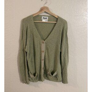 Flax Cotton Blend Spring Green Knot Cardigan
